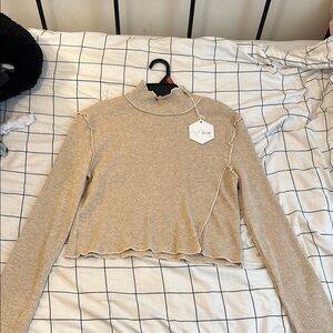 Ribbed Tan Long Sleeve Top